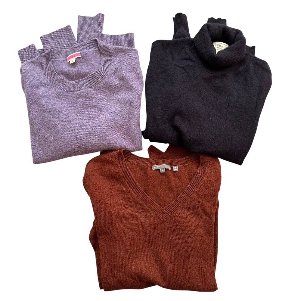 Crafters Lot of 3 Cashmere/Wool Sweaters Tops DIY Upcycle Cutters Bundle Flawed